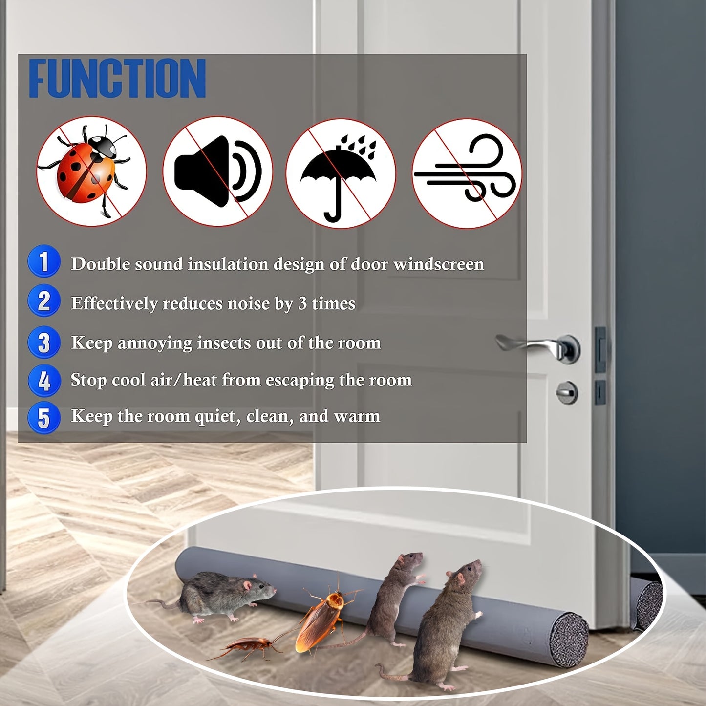 36 Inch Under Door Draft Noise Blocker Black Gap Stoppers Entry Door Draft Strip