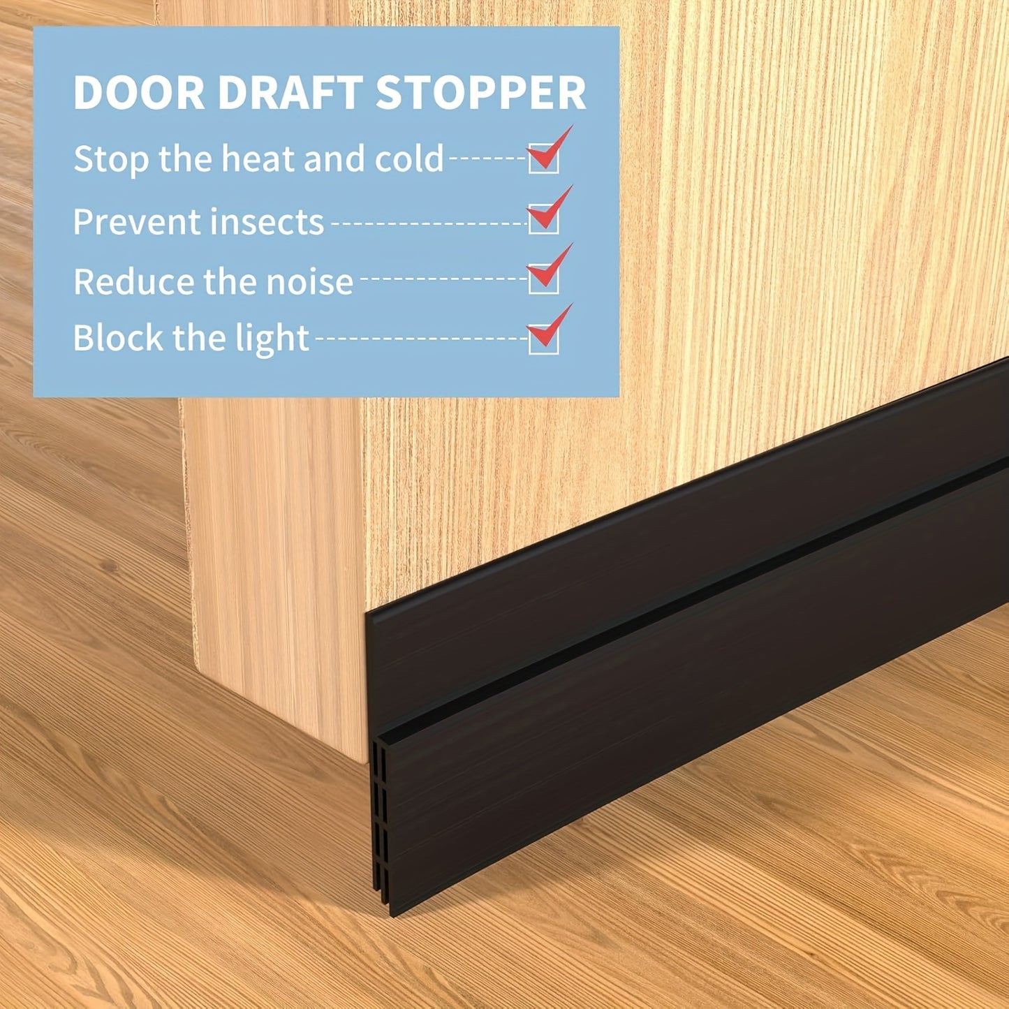 3pcs Silicone Draft Stopper 3pcs Adjustable Silicone Door Draft Stopper | 39in Weather Stripping Seal for Interior & Exterior Doors, Black with Red Accents, Noise Reduction & Cold Insulation Under Door Sweep