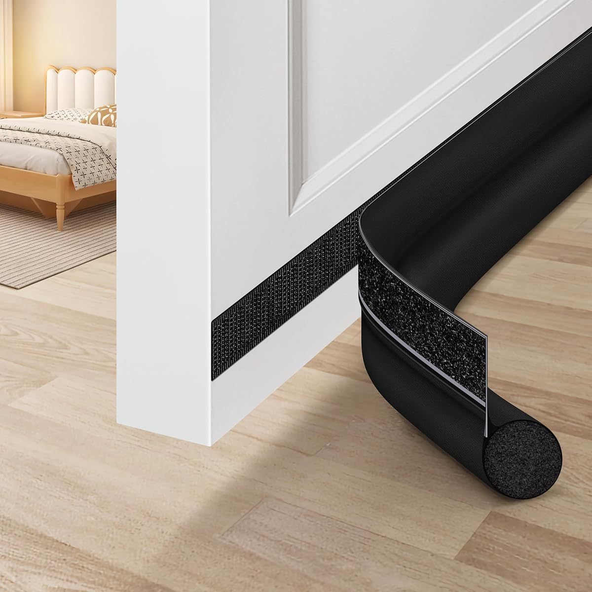 Door Draft Stopper 36 Inch Black Adjustable Door Draft Blocker Front Door Draft Guard for Bottom of Doors Weather Stripping Door Seal Strip