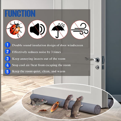 36 Inch Under Door Draft Noise Blocker Black Gap Stoppers Entry Door Draft Strip