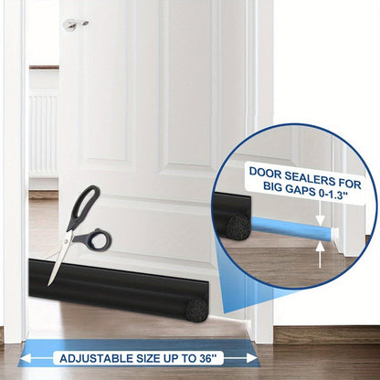Door Draft Stopper 36 Inch Black Adjustable Door Draft Blocker Front Door Draft Guard for Bottom of Doors Weather Stripping Door Seal Strip